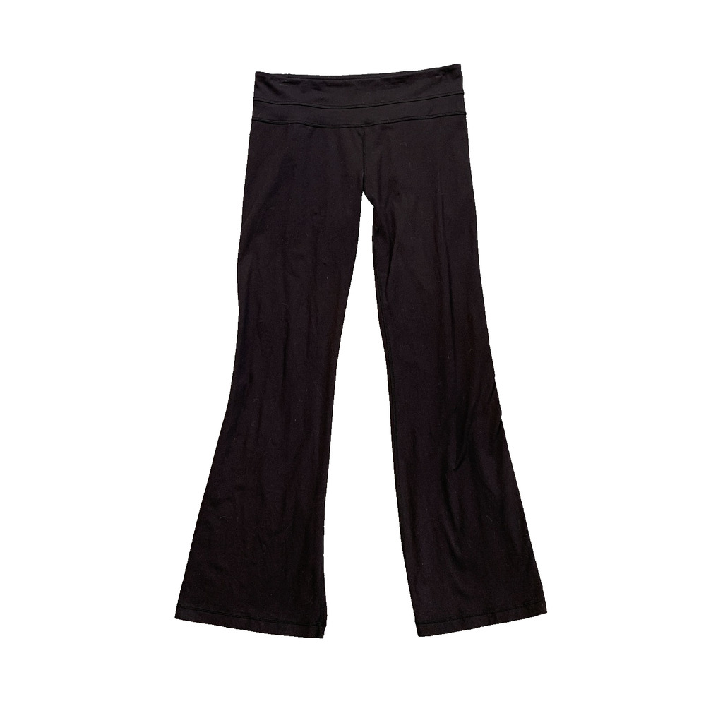 Lululemon Pants Womens 8 Black Groove Yoga Seam Waistband Pull On Stretch Flare